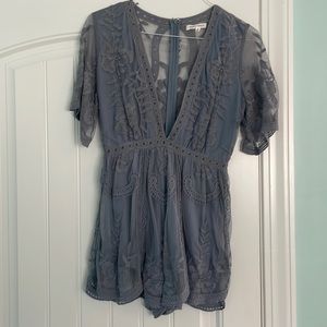Boutique light blue lace romper